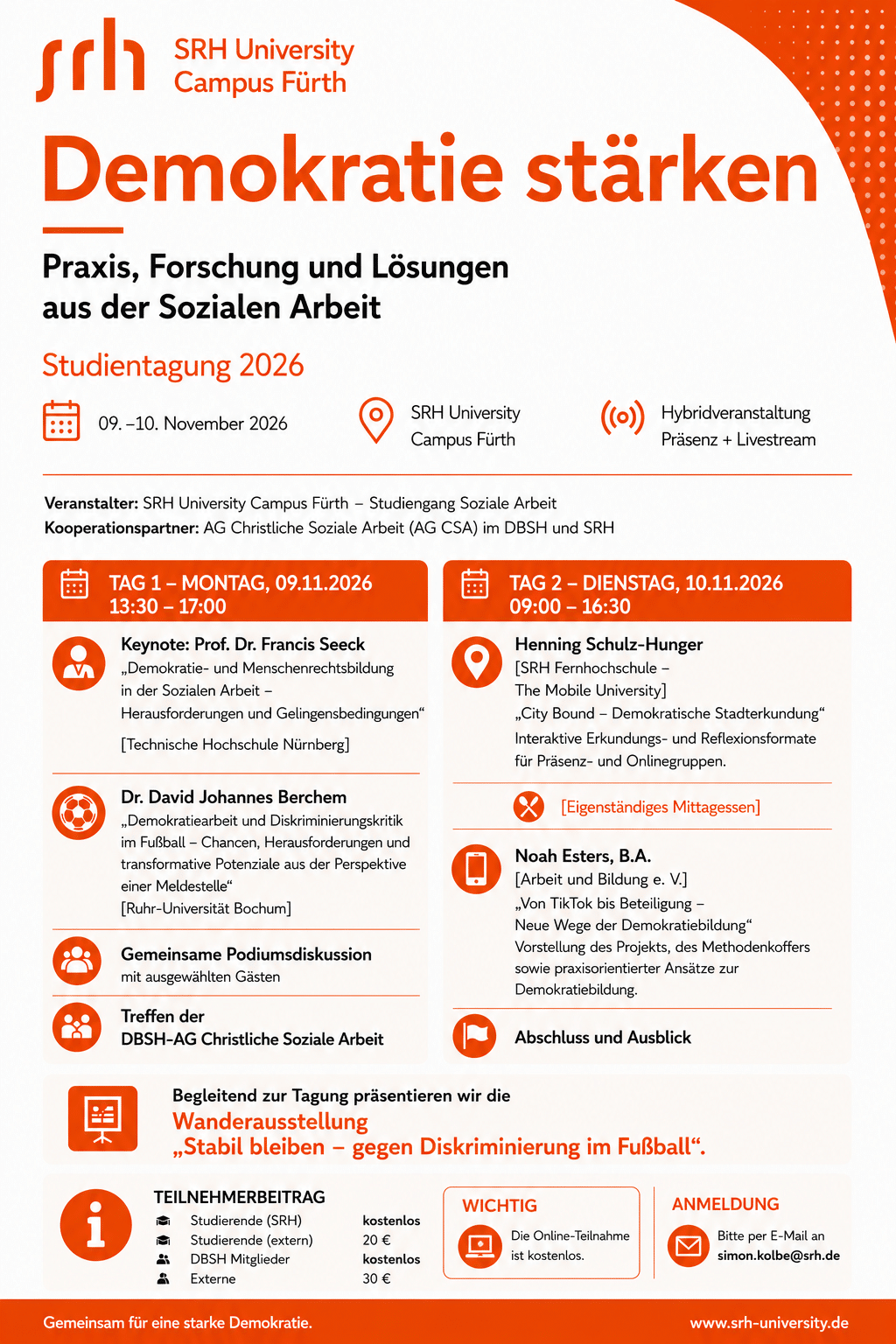 Flyer Tagung Demokratie stärken Fürth